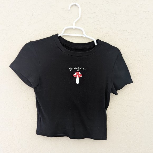 Magic Mushroom Baby Tee Shirt Size S 90s Y2k Retro - Picture 1 of 4